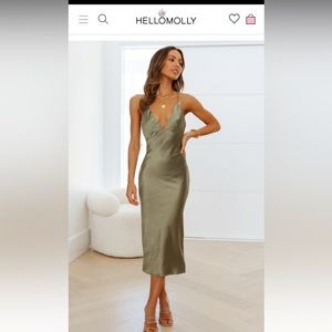 Text me later midi green dress- Hello Molly- BRAND NEW